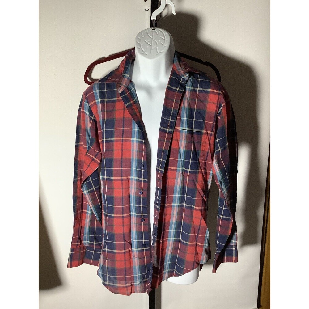 Red/Blue Plaid Button Up Shirt, Small